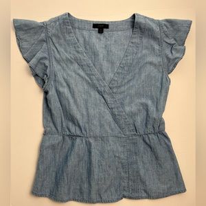 Women’s JCrew Blue Chambray Top EUC